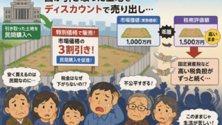 「そもそもの評価ルールがおかしい?」「国の評価額でも売れない」…実勢価格との逆転現象に不満続出。最大93%OFFで叩き売りする制度矛盾
